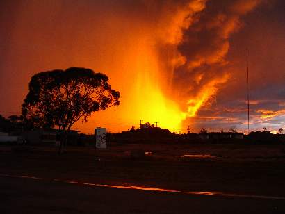 heavy rain at sunset