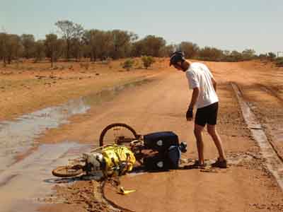 Tim, stacking in the mud. Can you see his body print?